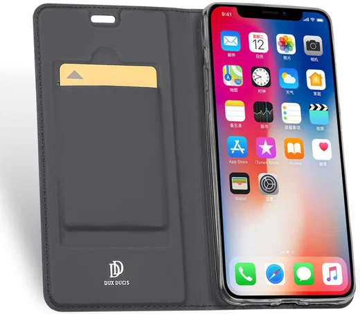 Dux Ducis Apple iPhone XS Max Premium Bookcase Hoesje Grijs afbeelding 2
