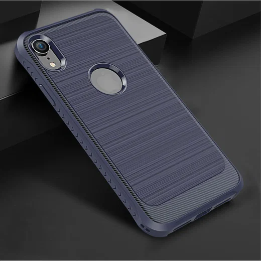 Apple iPhone XR Geborsteld Hybride Hoesje Blauw afbeelding 2