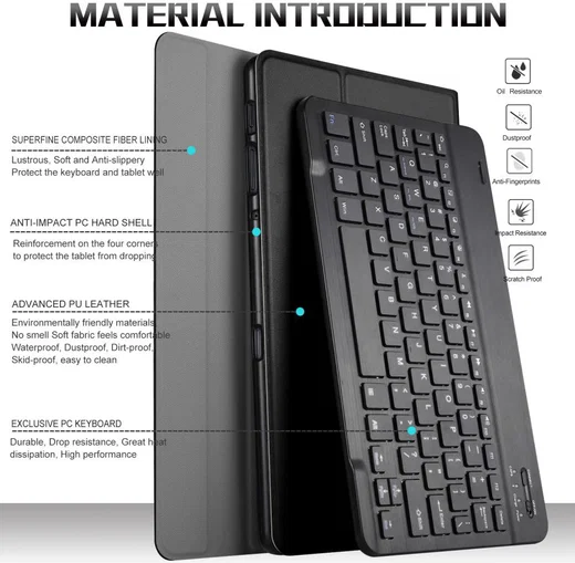 Samsung Galaxy Tab A 10.5 (2018) Bookcase met Toetsenbord Zwart afbeelding 4