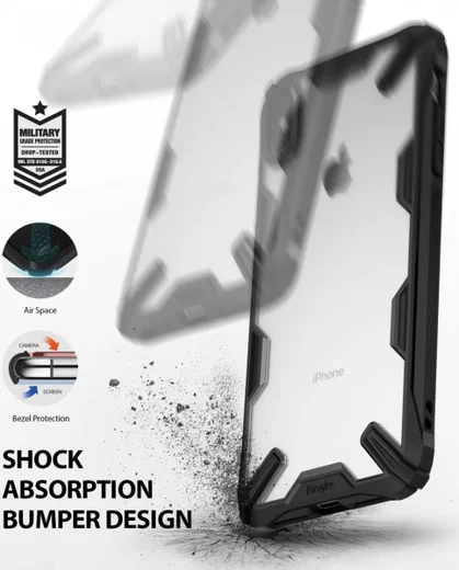Ringke Fusion X Apple iPhone XS Max Hoesje Doorzichtig Zwart afbeelding 2