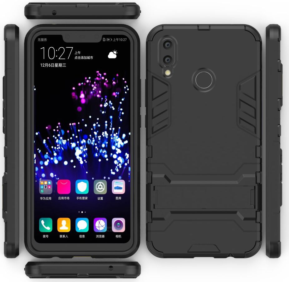 Huawei P Smart+ Hybride Stand Hoesje Zwart afbeelding 4