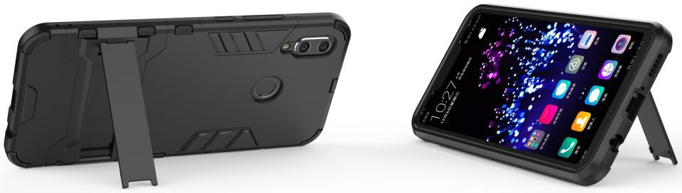 Huawei P Smart+ Hybride Stand Hoesje Zwart afbeelding 7
