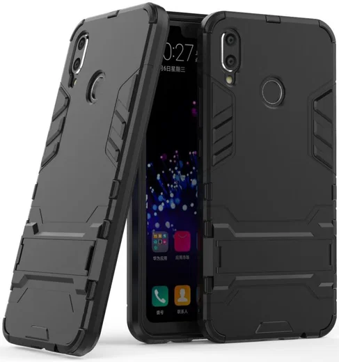 Huawei P Smart+ Hybride Stand Hoesje Zwart afbeelding 8