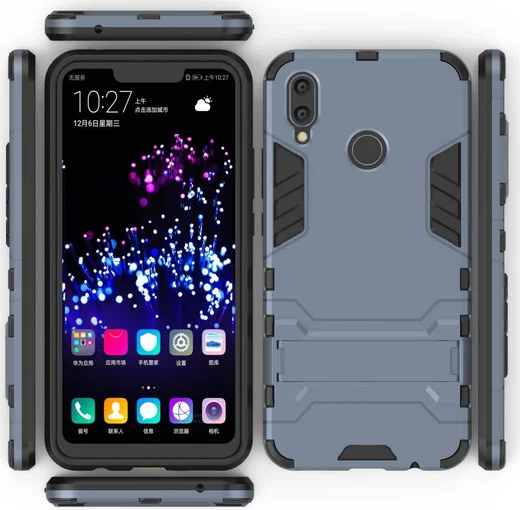 Huawei P Smart+ Hybride Stand Hoesje Blauw afbeelding 2
