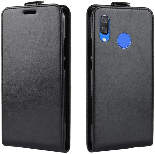 Verticaal Huawei P Smart Plus Flip Hoesje Zwart afbeelding 3