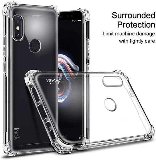 IMAK Xiaomi Redmi Note 5 Hoesje TPU met Screenprotector Transparant afbeelding 6
