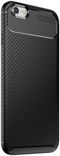 Apple iPhone 6(S) Siliconen Carbon Hoesje Zwart afbeelding 2