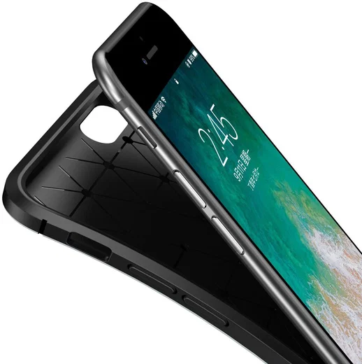Apple iPhone 6(S) Siliconen Carbon Hoesje Zwart afbeelding 4