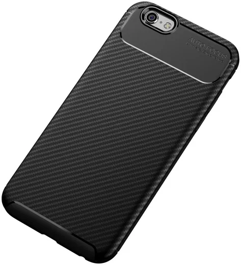 Apple iPhone 6(S) Siliconen Carbon Hoesje Zwart afbeelding 6
