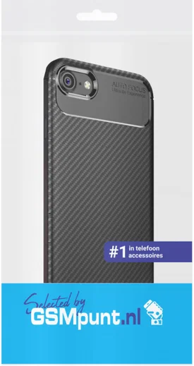 Apple iPhone 7 / 8 Siliconen Carbon Hoesje Zwart afbeelding 2