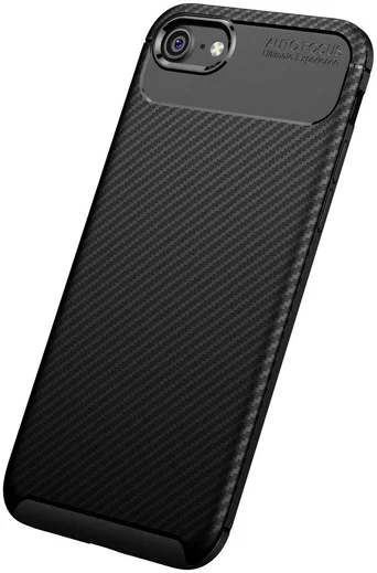 Apple iPhone 7 / 8 Siliconen Carbon Hoesje Zwart afbeelding 4