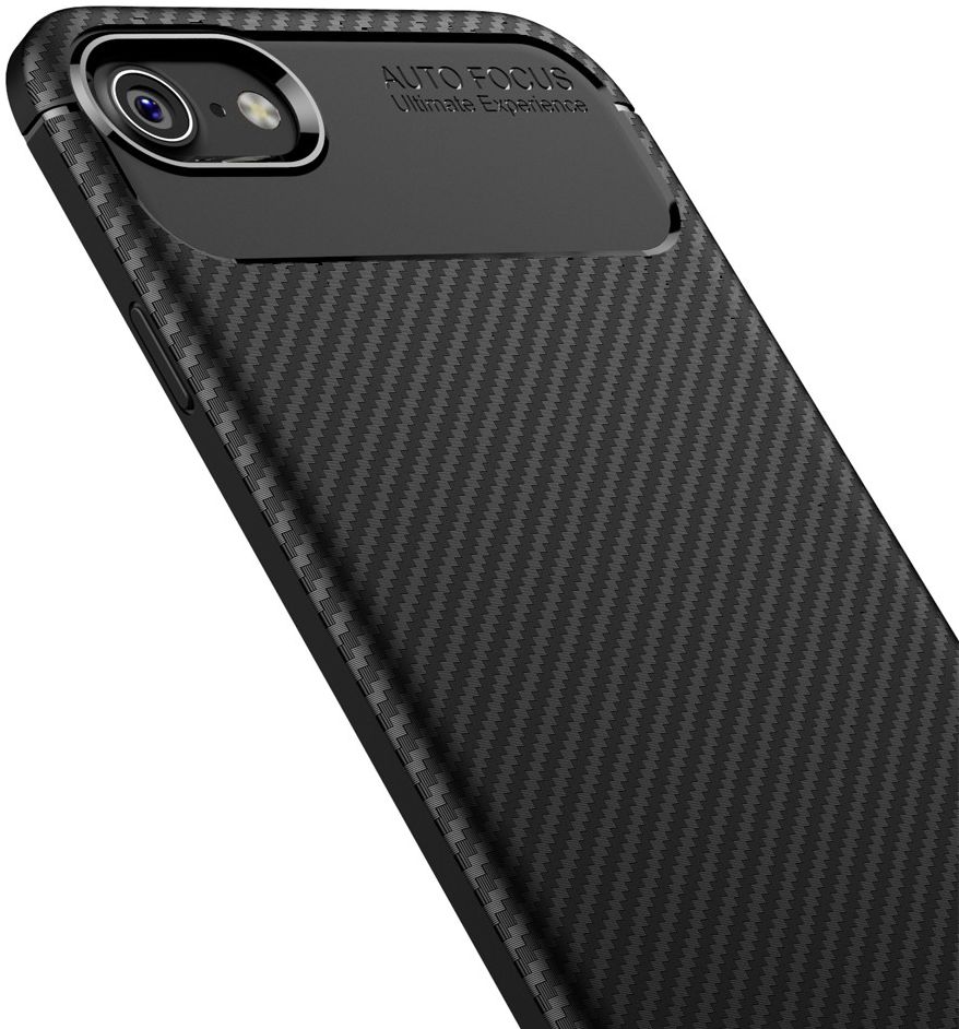 Apple iPhone 7 / 8 Siliconen Carbon Hoesje Zwart afbeelding 5