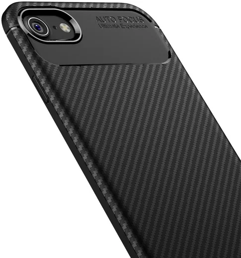 Apple iPhone 7 / 8 Siliconen Carbon Hoesje Zwart afbeelding 5