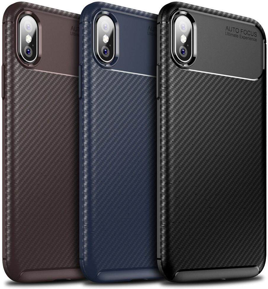 Apple iPhone XS / X Siliconen Carbon Hoesje Zwart afbeelding 11