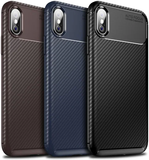 Apple iPhone XS / X Siliconen Carbon Hoesje Zwart afbeelding 11