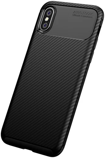 Apple iPhone XS / X Siliconen Carbon Hoesje Zwart afbeelding 7