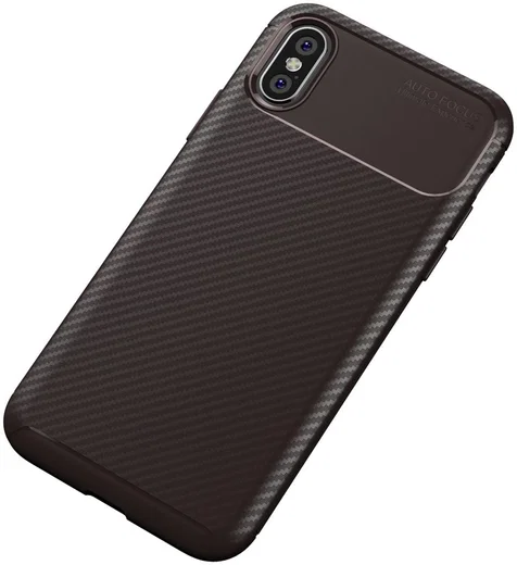 Apple iPhone XS / X Siliconen Carbon Hoesje Brons afbeelding 2
