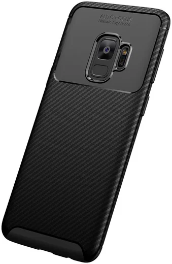 Samsung Galaxy S9 Siliconen Carbon Hoesje Zwart afbeelding 4