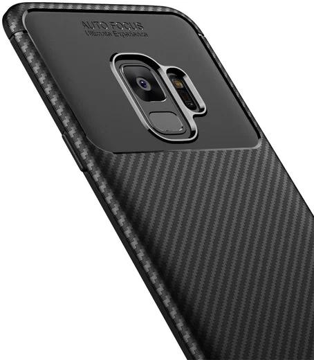 Samsung Galaxy S9 Siliconen Carbon Hoesje Zwart afbeelding 8