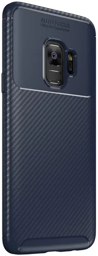 Samsung Galaxy S9 Siliconen Carbon Hoesje Blauw afbeelding 2