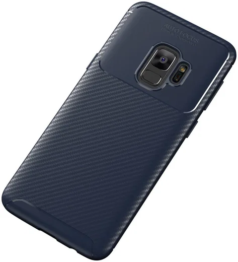 Samsung Galaxy S9 Siliconen Carbon Hoesje Blauw afbeelding 4