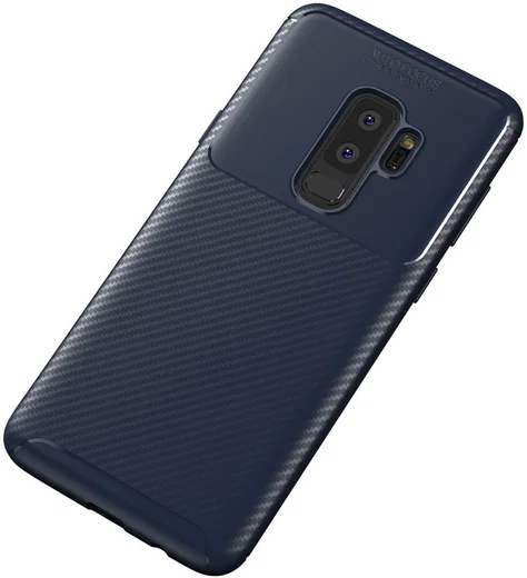 Samsung Galaxy S9 Plus Siliconen Carbon Hoesje Blauw afbeelding 4