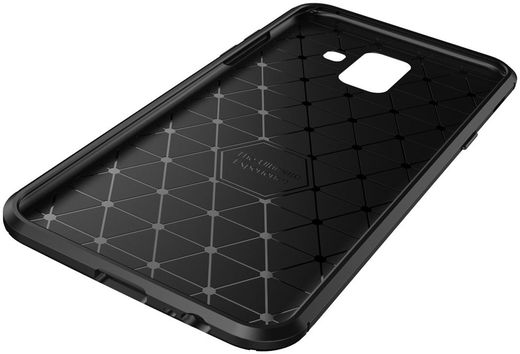 Samsung Galaxy A6 Siliconen Carbon Hoesje Blauw afbeelding 4