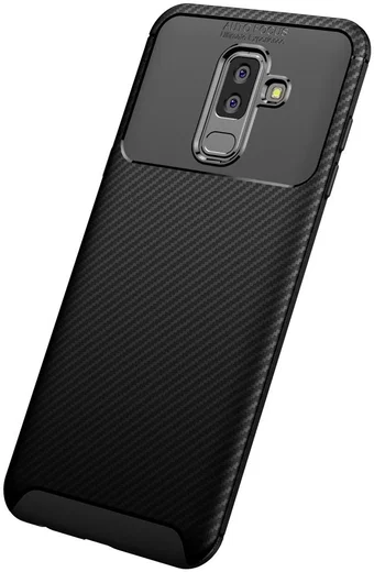 Samsung Galaxy A6 Plus Siliconen Carbon Hoesje Zwart afbeelding 4