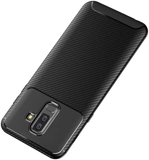 Samsung Galaxy A6 Plus Siliconen Carbon Hoesje Zwart afbeelding 8