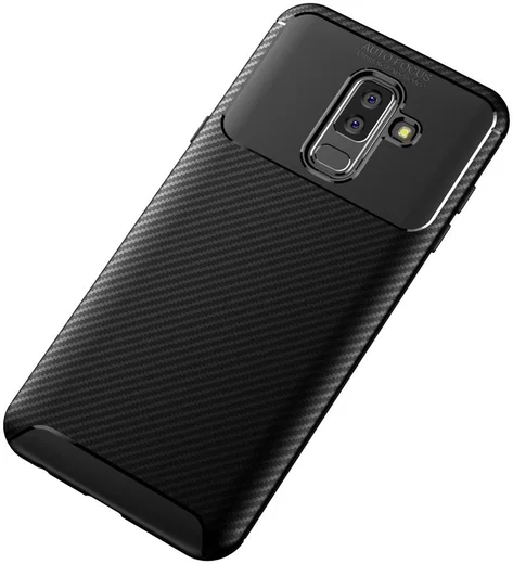 Samsung Galaxy A6 Plus Siliconen Carbon Hoesje Zwart afbeelding 9