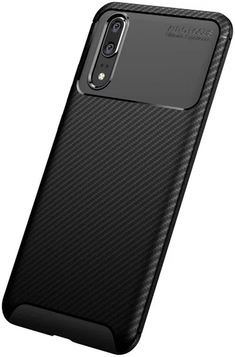 Huawei P20 Siliconen Carbon Hoesje Zwart afbeelding 11
