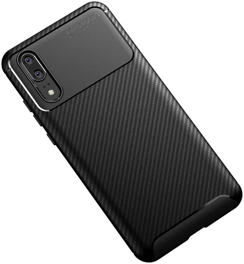 Huawei P20 Siliconen Carbon Hoesje Zwart afbeelding 13