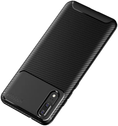 Huawei P20 Siliconen Carbon Hoesje Zwart afbeelding 9