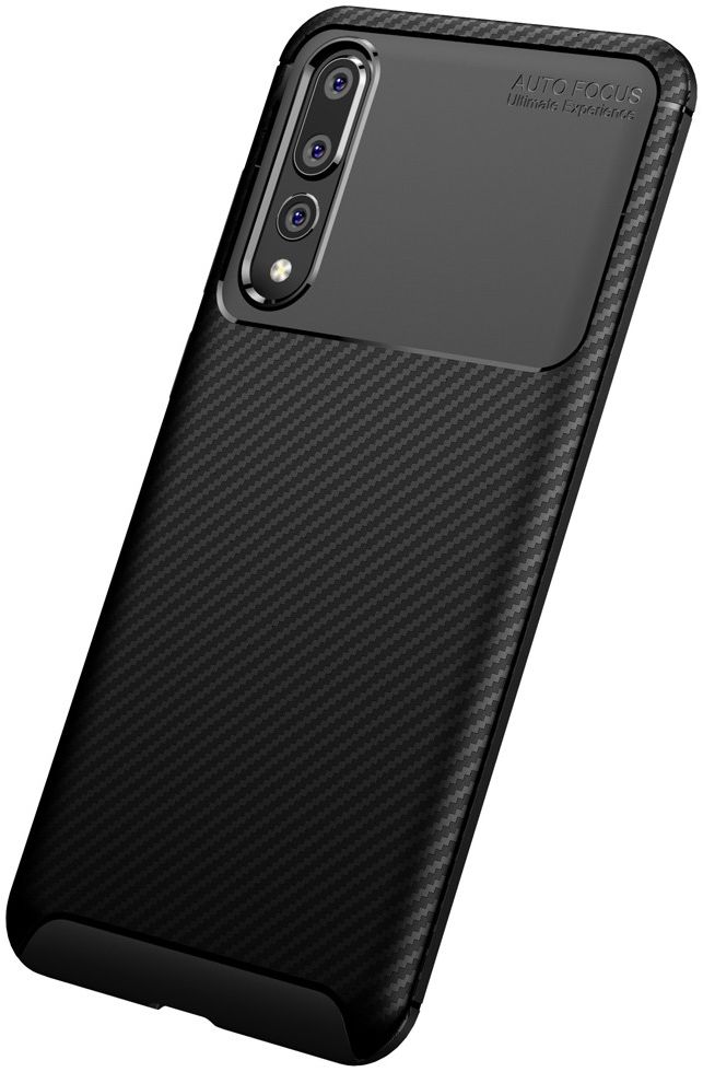 Huawei P20 Pro Siliconen Carbon Hoesje Zwart afbeelding 4