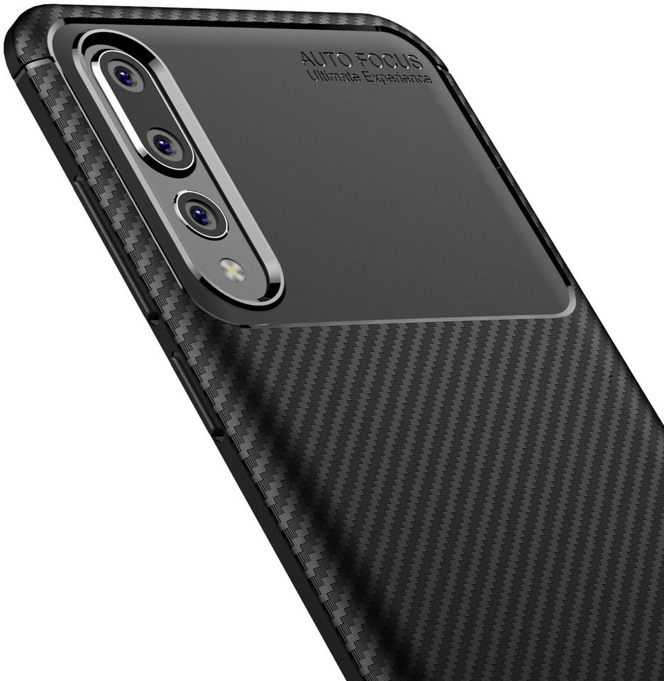 Huawei P20 Pro Siliconen Carbon Hoesje Zwart afbeelding 8