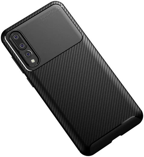 Huawei P20 Pro Siliconen Carbon Hoesje Zwart afbeelding 9