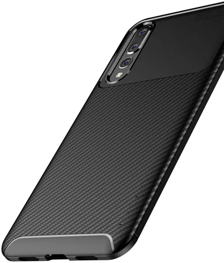 Huawei P20 Pro Siliconen Carbon Hoesje Zwart afbeelding 10
