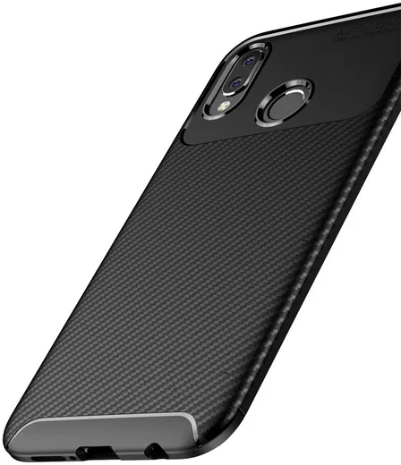 Huawei P20 Lite Siliconen Carbon Hoesje Zwart afbeelding 13