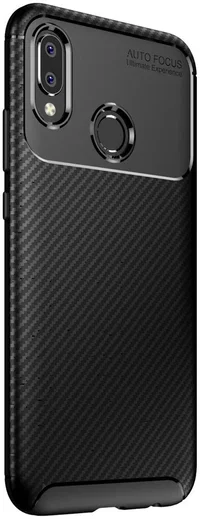 Huawei P20 Lite Siliconen Carbon Hoesje Zwart afbeelding 2
