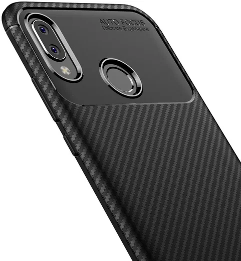 Huawei P20 Lite Siliconen Carbon Hoesje Zwart afbeelding 4