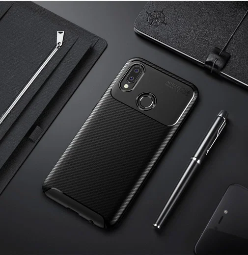 Huawei P20 Lite Siliconen Carbon Hoesje Zwart afbeelding 7