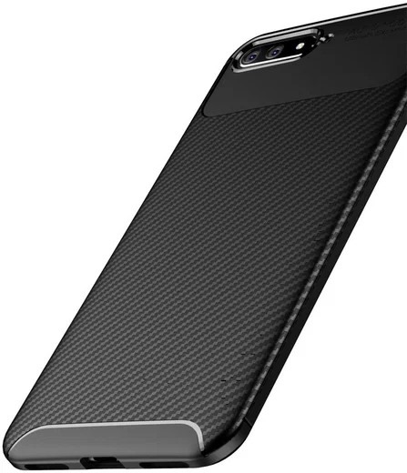 Huawei Y6 2018 Siliconen Carbon Hoesje Zwart afbeelding 11