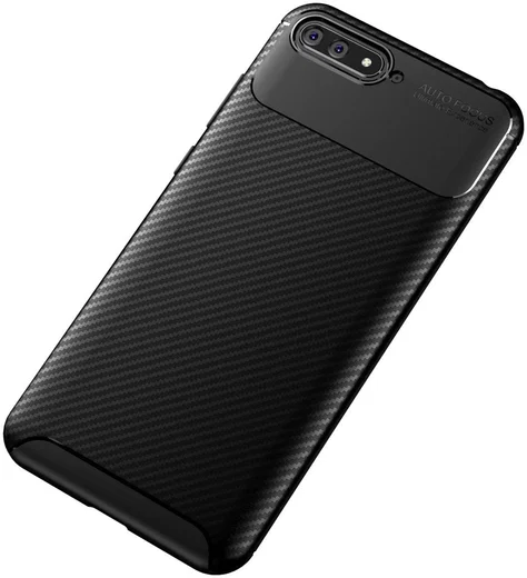Huawei Y6 2018 Siliconen Carbon Hoesje Zwart afbeelding 12