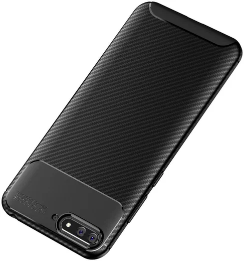 Huawei Y6 2018 Siliconen Carbon Hoesje Zwart afbeelding 10