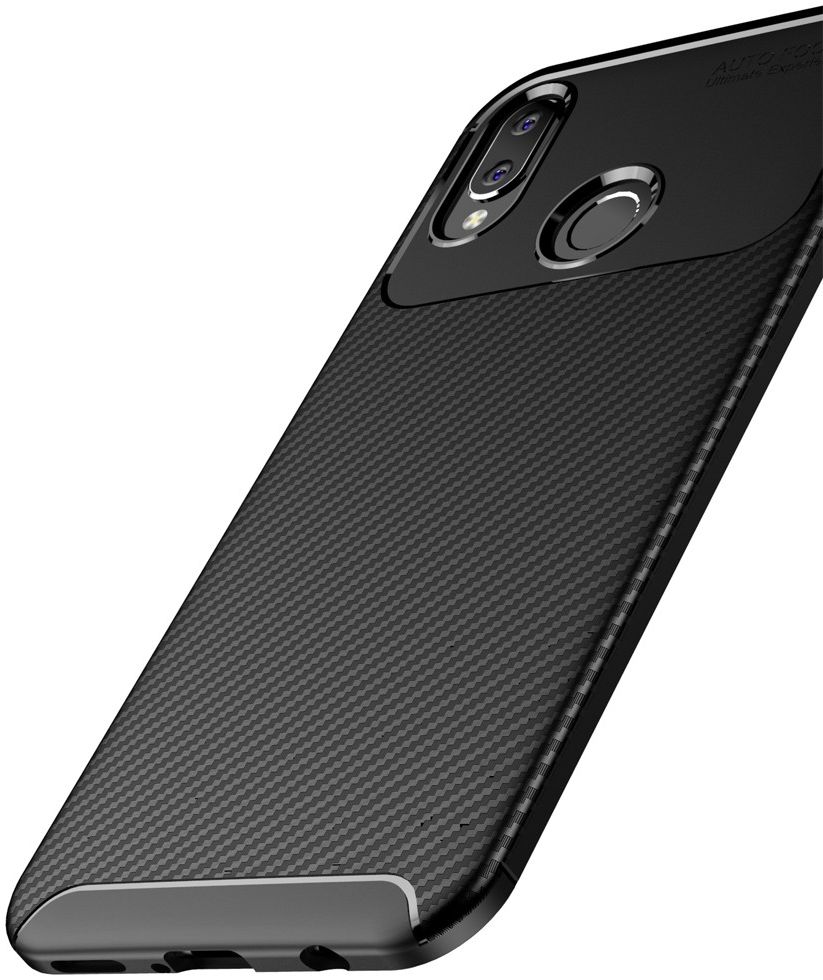 Huawei P Smart Plus Siliconen Carbon Hoesje Zwart afbeelding 11