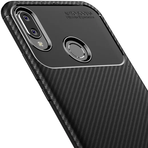 Huawei P Smart Plus Siliconen Carbon Hoesje Zwart afbeelding 9