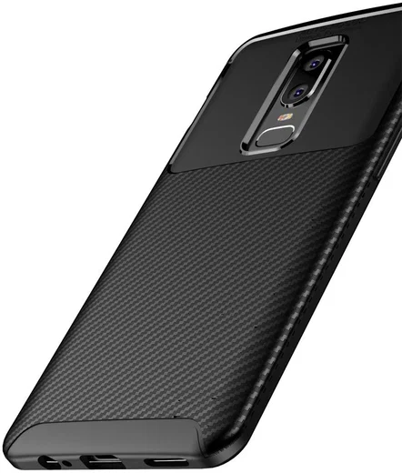 OnePlus 6 Siliconen Carbon Hoesje Zwart afbeelding 11