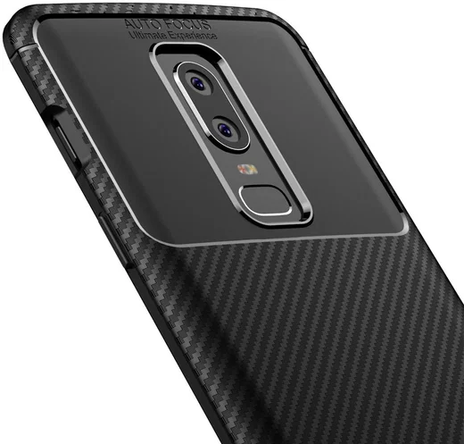 OnePlus 6 Siliconen Carbon Hoesje Zwart afbeelding 8