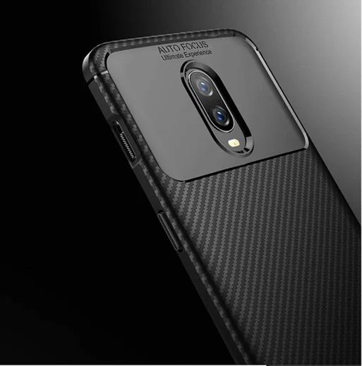 OnePlus 6T Siliconen Carbon Hoesje Zwart afbeelding 5