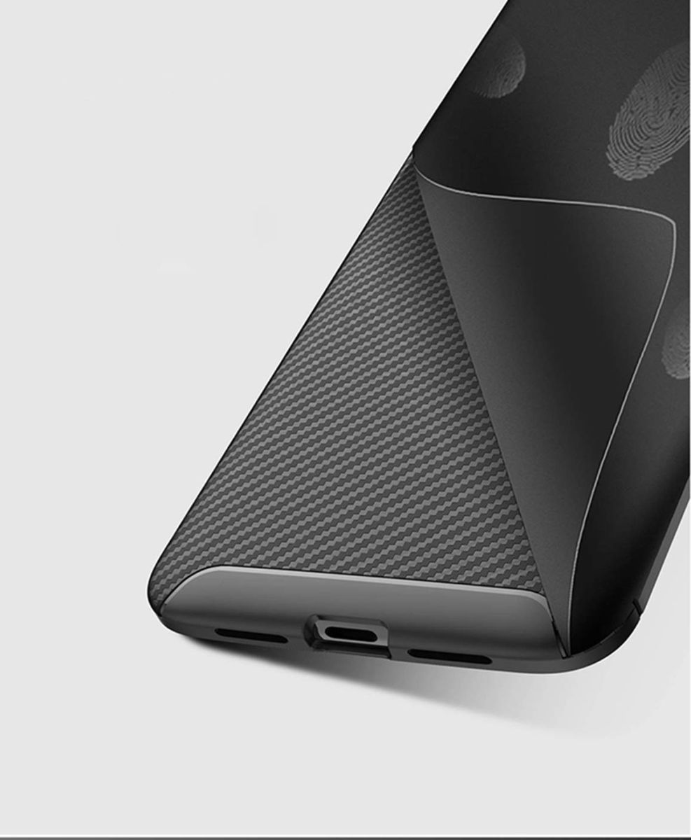 OnePlus 6T Siliconen Carbon Hoesje Blauw afbeelding 5